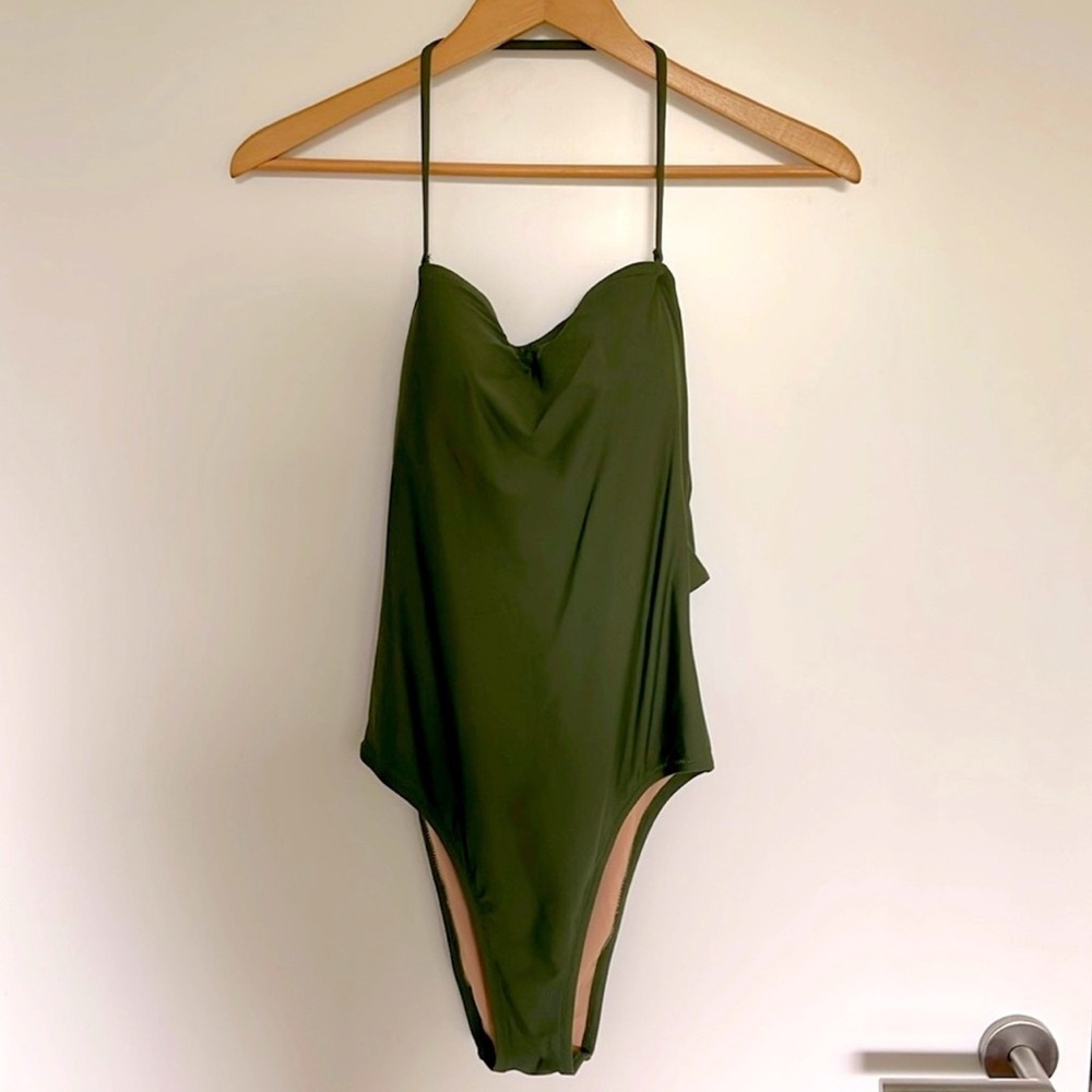J. Crew olive green one piece swimsuit size 10 New